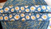 Blue and White Daisies printed webbing 25mm 